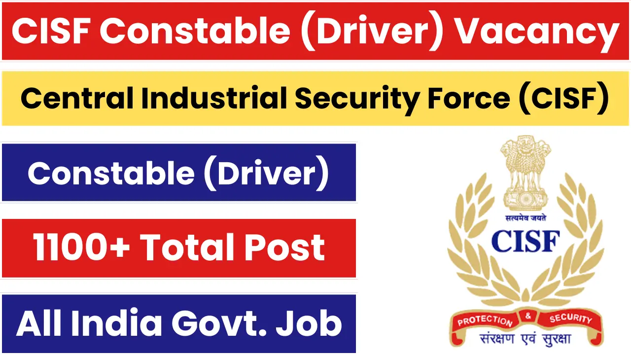 CISF Constable Driver Recruitent 2025 Notification OUT for 1124 Posts, Apply Online