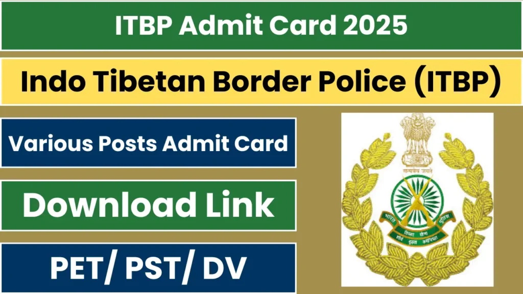 ITBP Admit Card 2025 OUT for PET PST of Various Posts, Download Direct Link Given Here