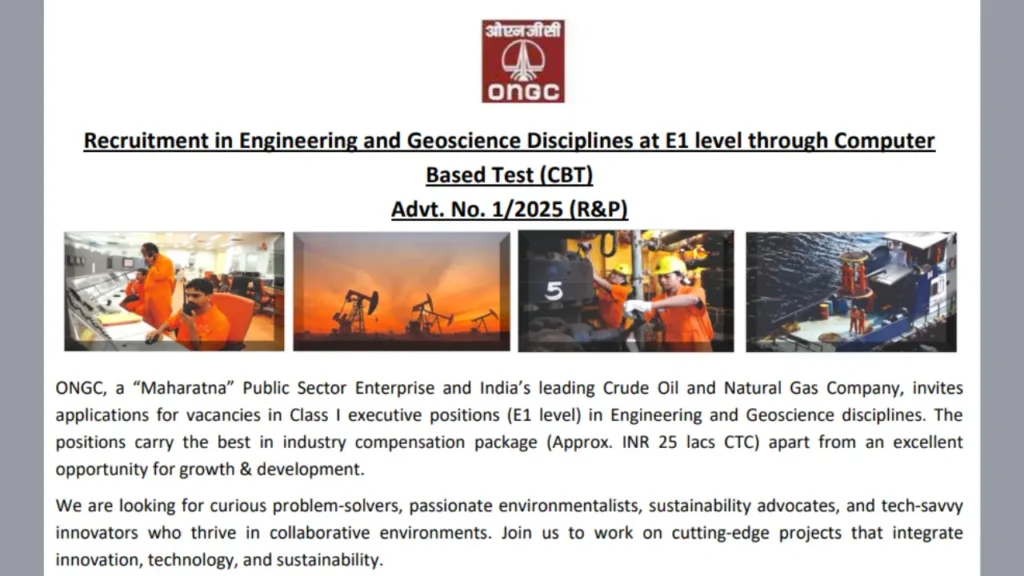 ONGC AEE Recruitment 2025: Apply Online for Engineering and Geoscience Disciplines
