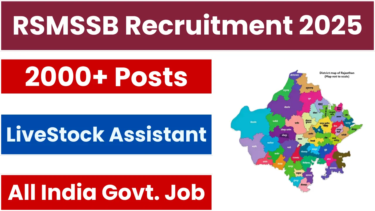 RSMSSB LiveStock Assistant Recruitment 2025: Apply Online for 2041 Posts