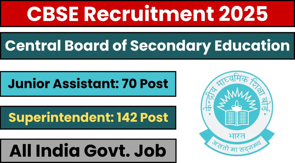 CBSE Junior Assistant and Superintendent Posts Recruitment 2025: Correction Notice Out and Link Activated