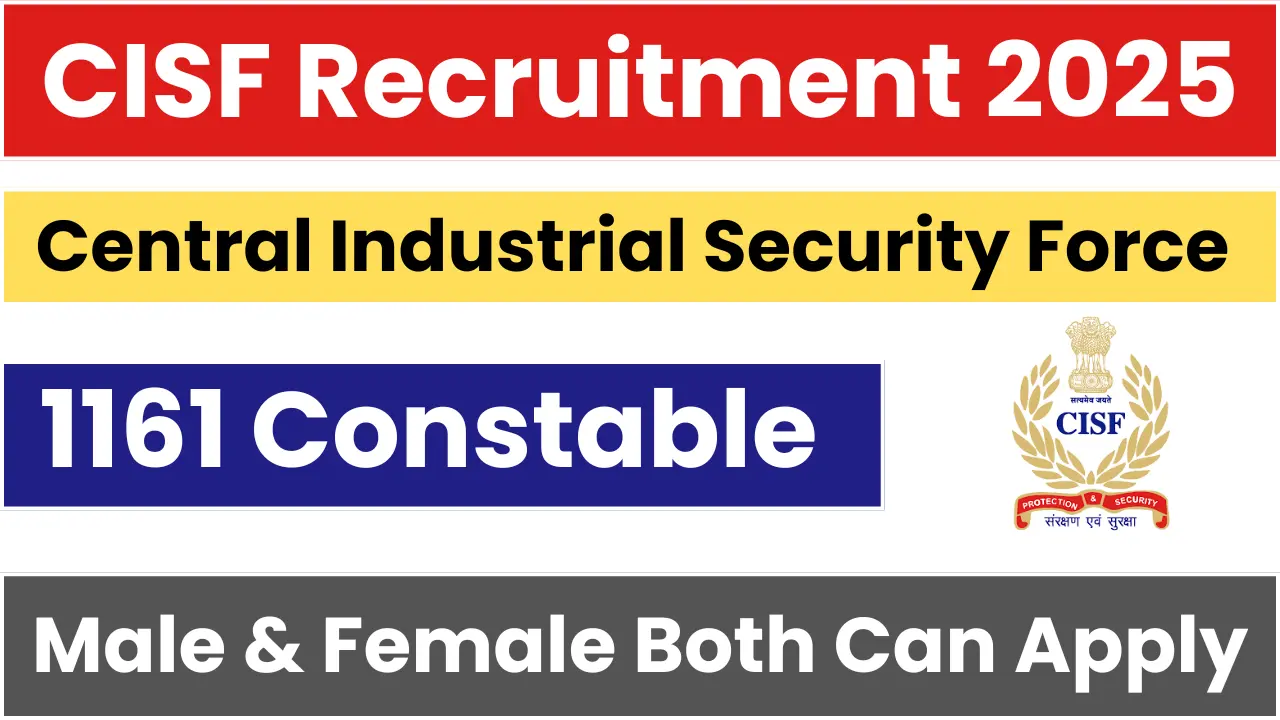 CISF Constable Tradesmen Recruitment 2025: Notification Out and Apply for 1161 Posts