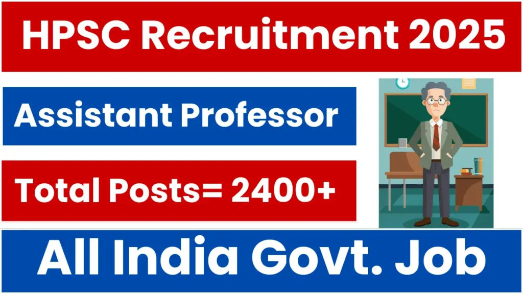HPSC Assistant Professor Recruitment 2025 – Reopen Online Form for 2424 Posts