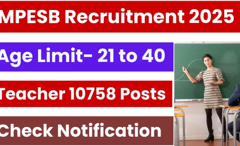 MPESB Teacher Recruitment 2025: Notification Out and Apply for 10758 Posts
