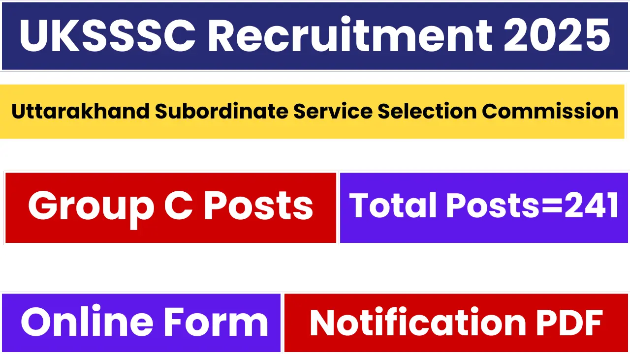 UKSSSC Group C Recruitment 2025: Notification Out and Apply for 241 Posts