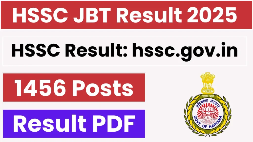 HSSC JBT Result 2025: Result Released Soon