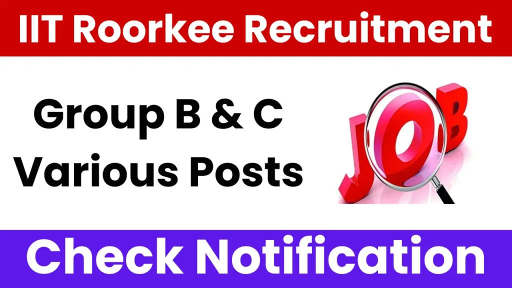 IIT Roorkee Recruitment 2025: Notification Out and Apply for Group B & C Posts
