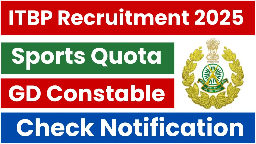 ITBP GD Sports Quota Recruitment 2025: Apply for 133 Constable (GD) Vacancies