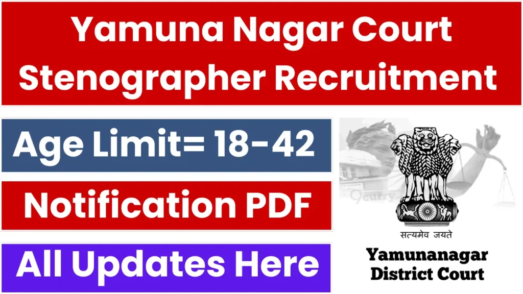 Yamuna Nagar Court Stenographer Recruitment 2025: Notification Released and Apply Form
