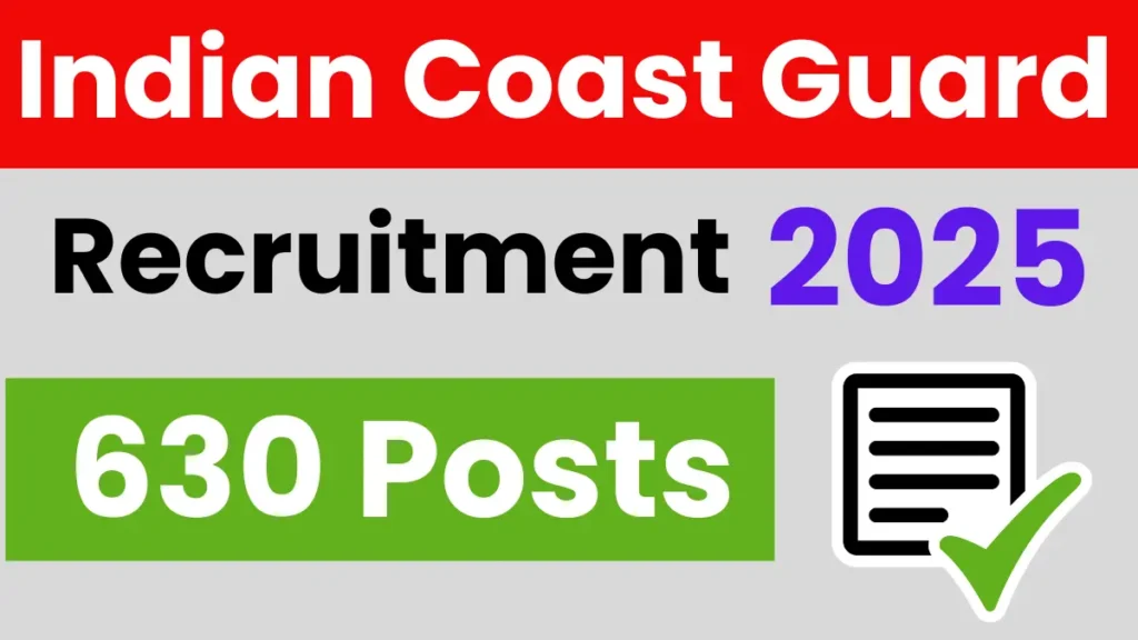 Indian Coast Guard GD DB Yantrik Recruitment 2025: Apply for 630 Posts