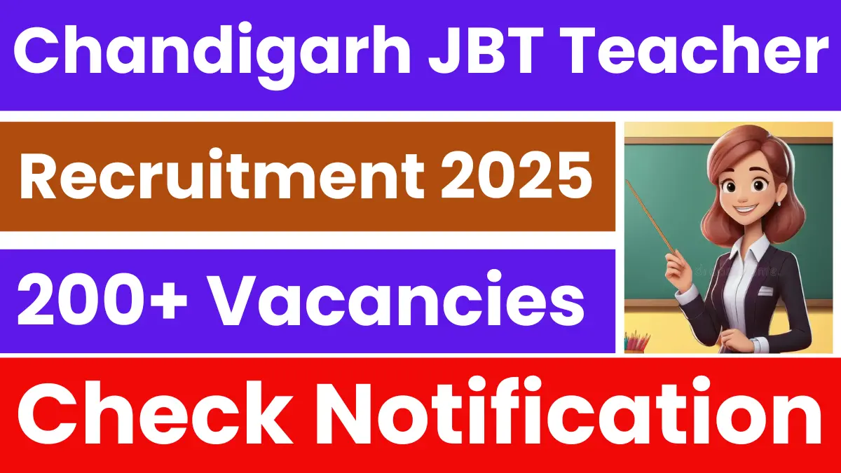Chandigarh JBT Teacher Recruitment 2025 – Apply for 218 Posts from 7th August