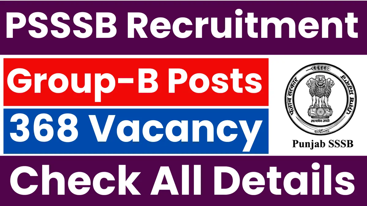 PSSSB Group B Recruitment 2025: Notification Out for Various Posts