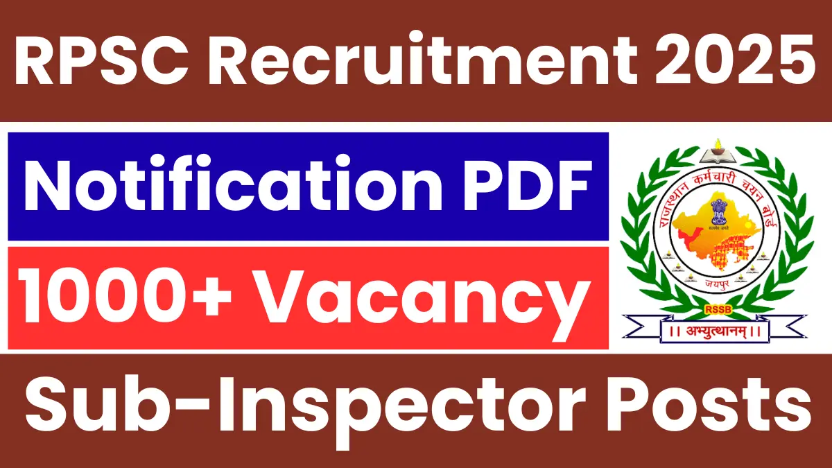 Rajasthan Police SI Recruitment 2025: Notification Out for 1000+ Vacancy