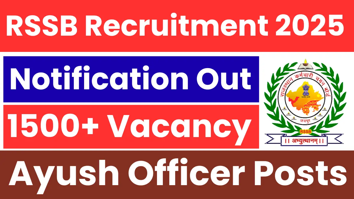 RSSB Ayush Officer Recruitment 2025: Notification Out for 1535 Posts