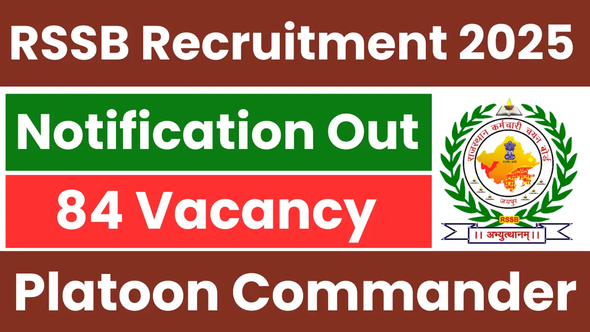 RSSB Platoon Commander Recruitment 2025: Notification Out for 84 Posts