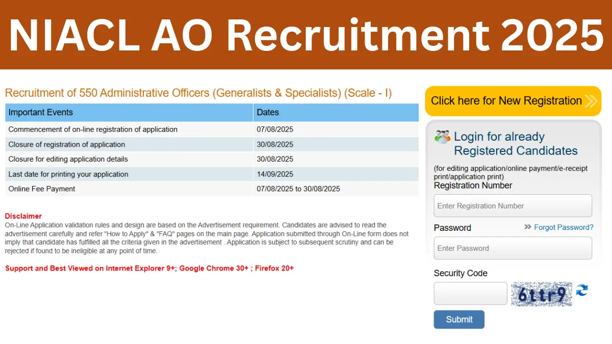 NIACL AO Recruitment 2025: Apply for 550 Vacancies