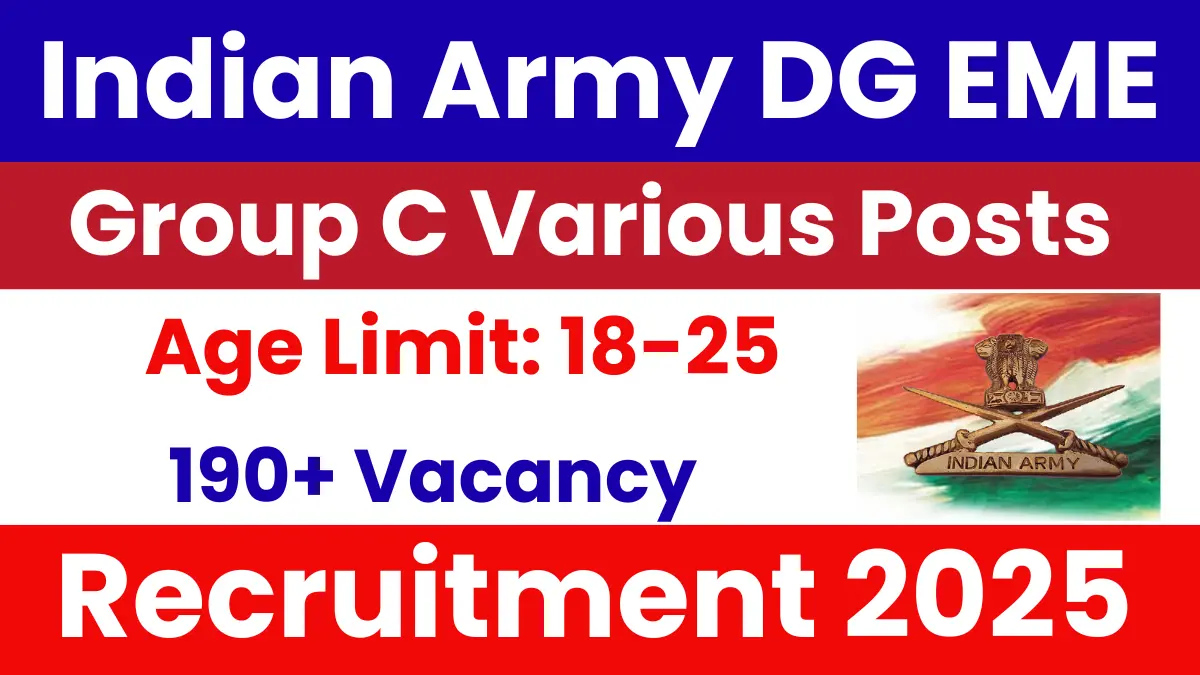 Army DG EME Group C Recruitment 2025: Notification Out for 194 Posts