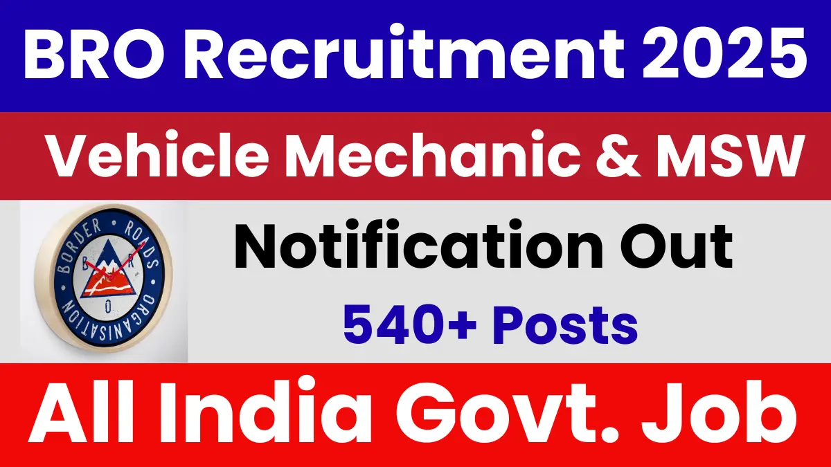 BRO Recruitment 2025: Notification Out for 542 Posts