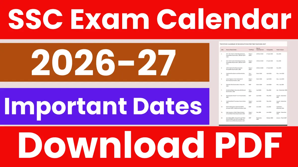 SSC Exam Calendar 2026-27: Check Details for Various Posts
