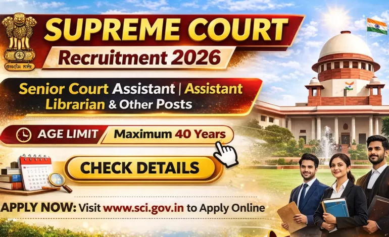 Supreme Court Recruitment 2026: Notification Out for Senior Court Assistant, Assistant Librarian & Other Posts