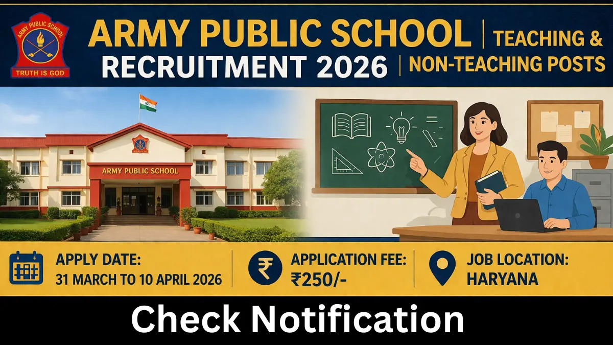 Army Public School Ambala Recruitment 2026: Apply for Teaching & Non-Teaching Posts