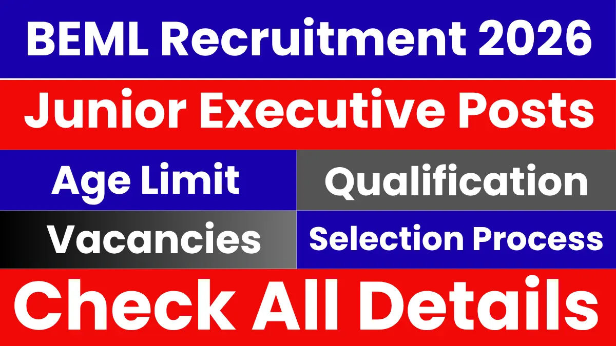 BEML Junior Executive Recruitment 2026: Notification Out for 78 Posts