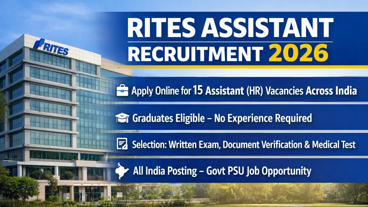 RITES Recruitment 2026: Apply Online for Assistant & Assistant Manager Posts