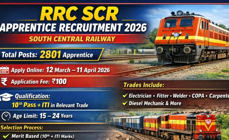 RRC SCR Apprentice Recruitment 2026: Apply Online for 2801 Posts