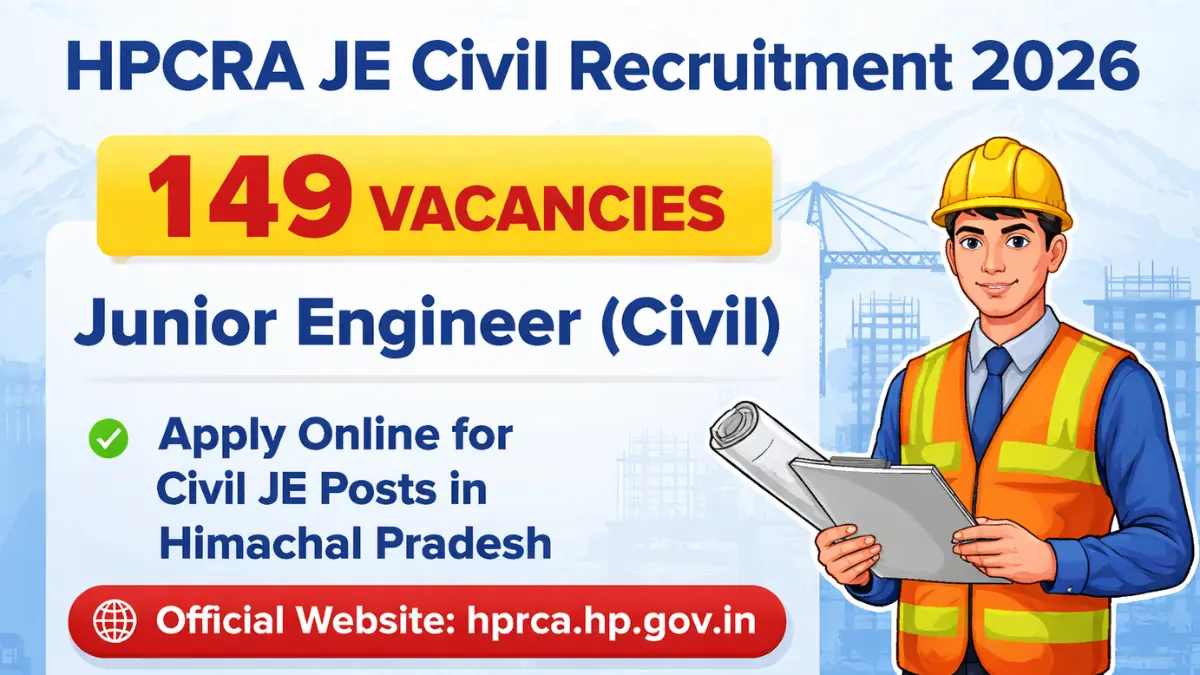 HPCRA JE Civil Recruitment 2026: Apply Online for 149 Posts