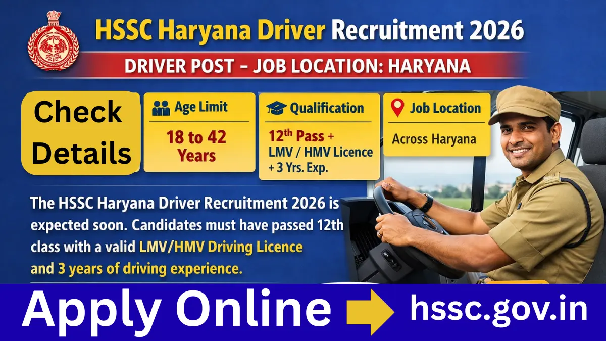 HSSC Haryana Driver Recruitment 2026: Notification Rule Out, Detail Here