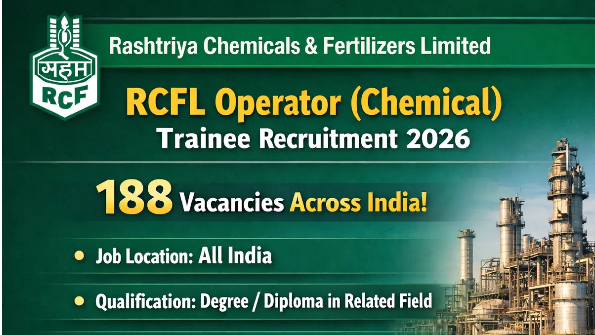 RCFL Operator Trainee Recruitment 2026: Apply Online for 188 Posts