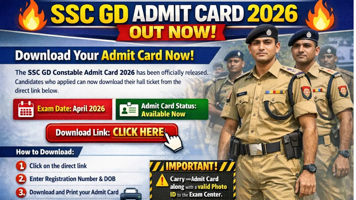 SSC GD Admit Card 2026: Exam Date, City Intimation, Check Details