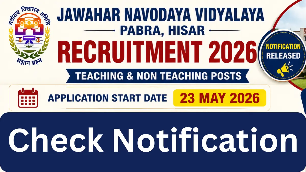 JNV Hisar Recruitment 2026: Apply for Teaching & Non-Teaching Posts