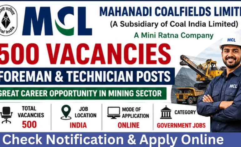 MCL Foreman & Technician Recruitment 2026: Apply Online for 500 Posts