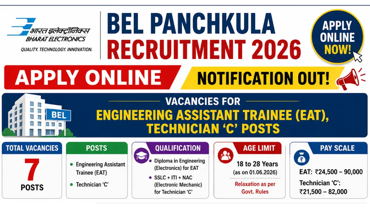 BEL Panchkula Recruitment 2026: Notification Released & Apply Online