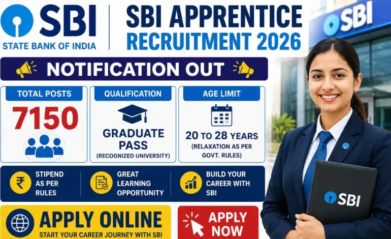 SBI Apprentice Recruitment 2026: Notification Out for 7150 Posts, Apply Online