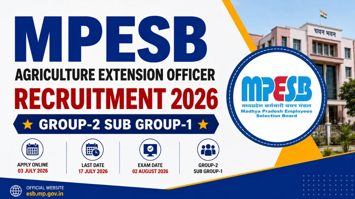 MPESB Agriculture Extension Officer Recruitment 2026 – Apply Online for 2784 Posts