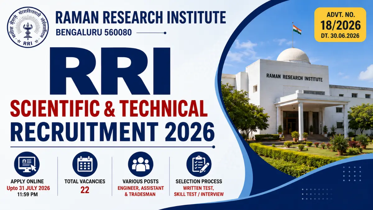RRI Scientific & Technical Recruitment 2026 – Apply Online for Engineer, Engineering Assistant & Tradesman Posts