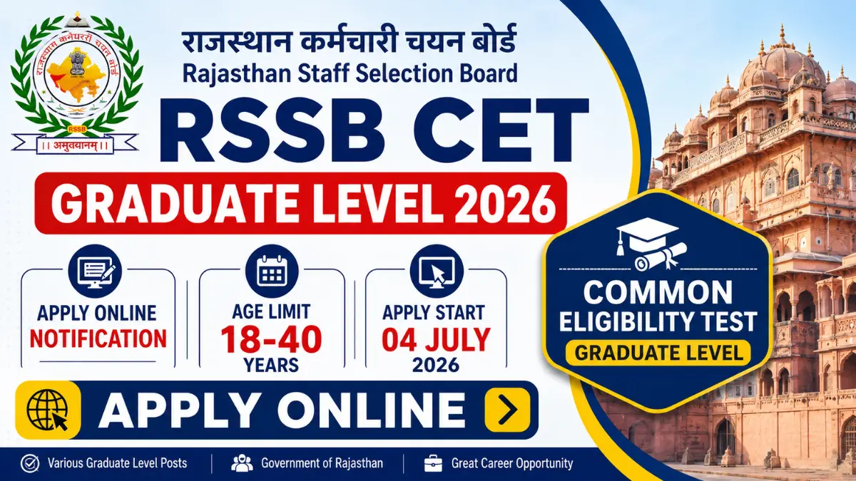 RSSB CET Graduate Level 2026: Notification Released & Apply Online