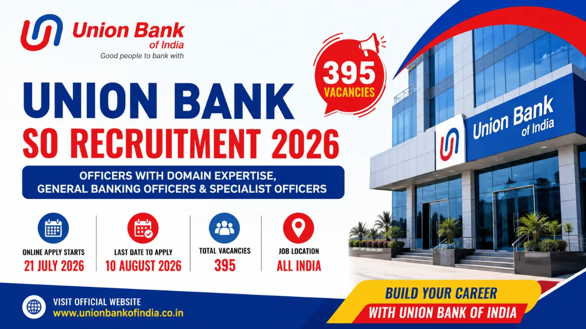 Union Bank SO Recruitment 2026: Notification Out for 395 Posts