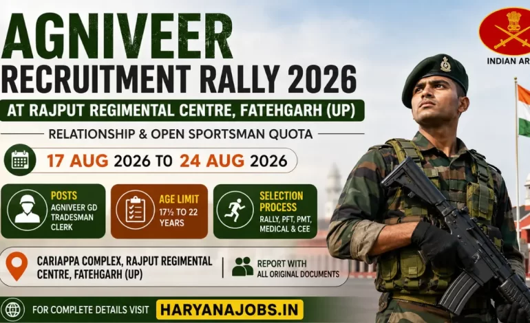 Indian Army Agniveer Recruitment Rally 2026 at Rajput Regimental Centre Fatehgarh: Check Details