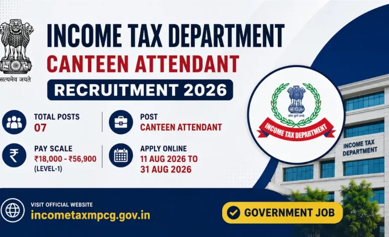 Income Tax Department Canteen Attendant Recruitment 2026 – Apply Online for Group C Posts